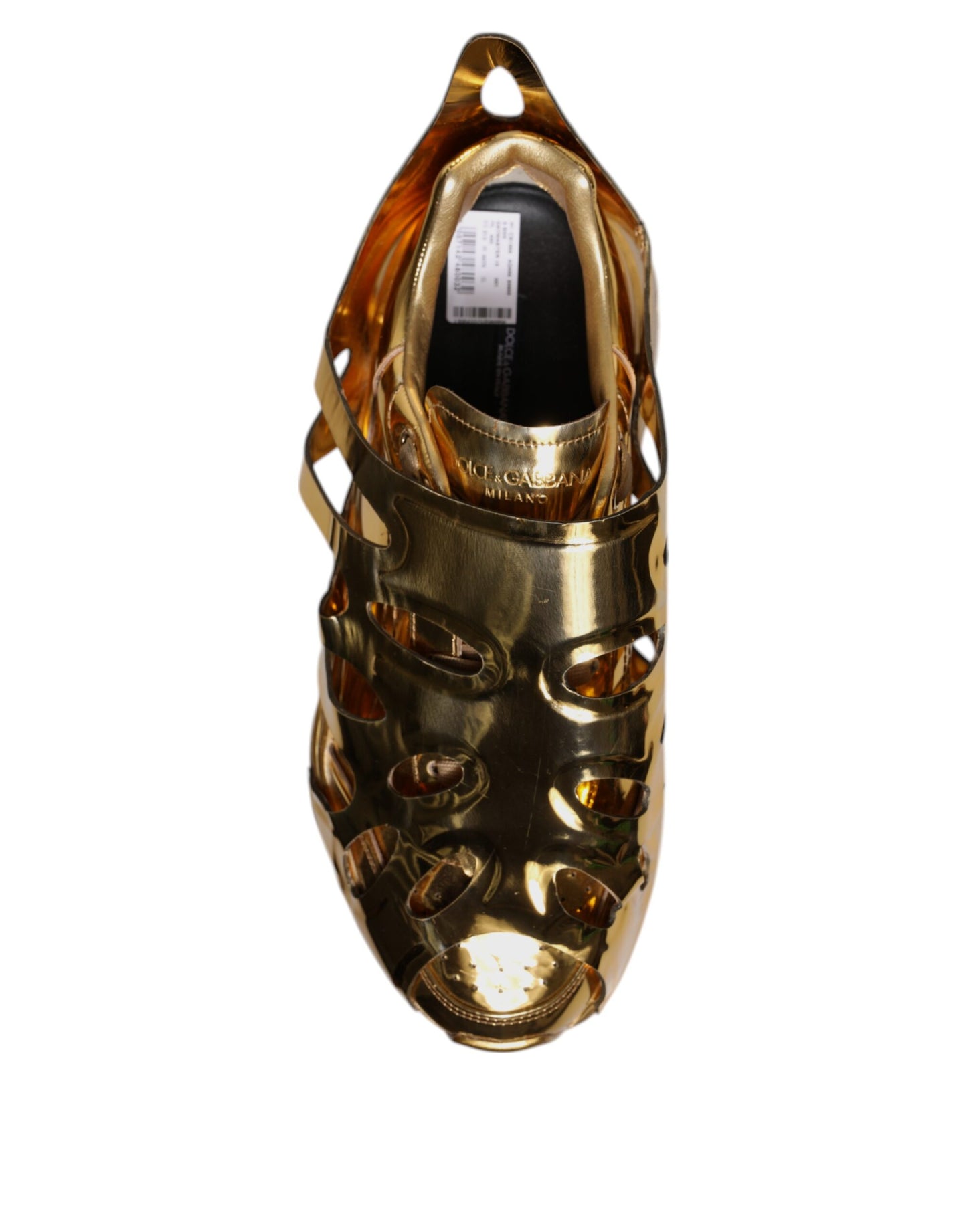 Dolce &amp; Gabbana Gold Daymaster Leder Low Top Sneakers Schuhe