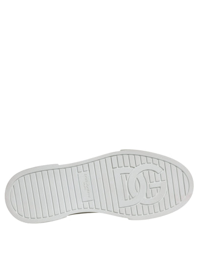 Dolce &amp; Gabbana Weiße Schwarze Baumwolle High Top Sneakers Schuhe