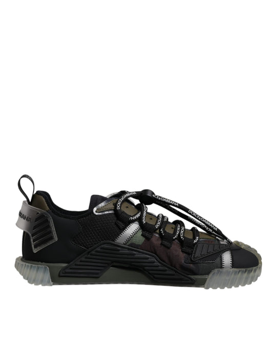 Dolce &amp; Gabbana Schwarz Grün Camo NS1 Low Top Sneakers Schuhe