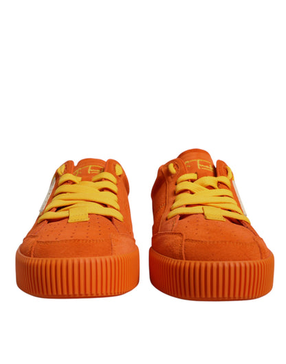 Dolce &amp; Gabbana Orange Miami Leder Low Top Sneakers Schuhe