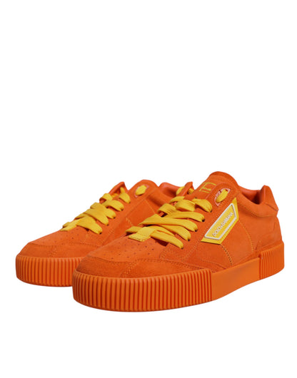 Dolce &amp; Gabbana Orange Miami Leder Low Top Sneakers Schuhe