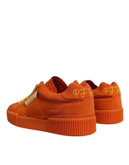 Dolce &amp; Gabbana Orange Miami Leder Low Top Sneakers Schuhe