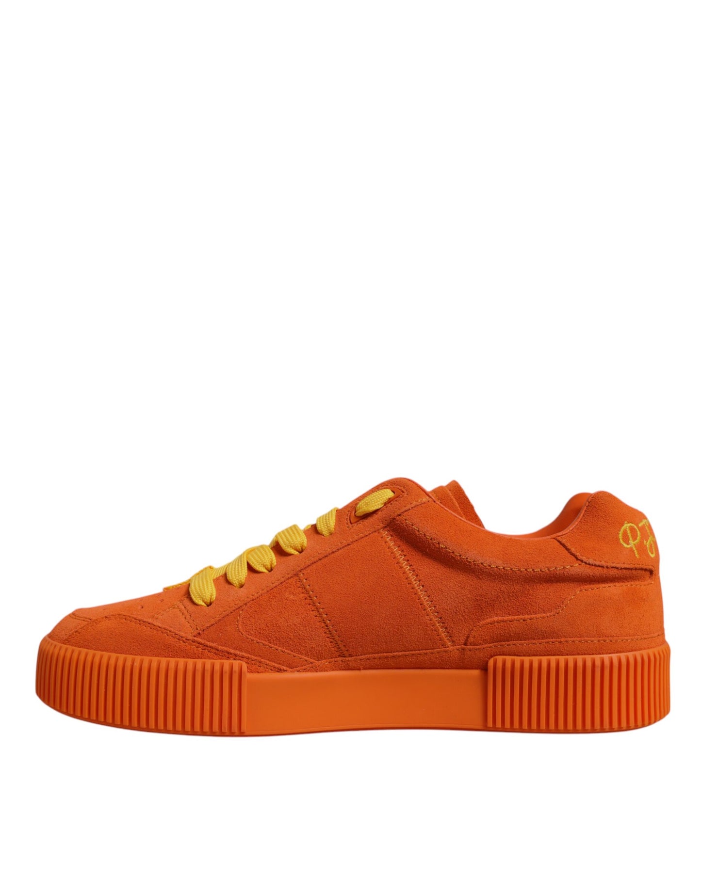 Dolce &amp; Gabbana Orange Miami Leder Low Top Sneakers Schuhe