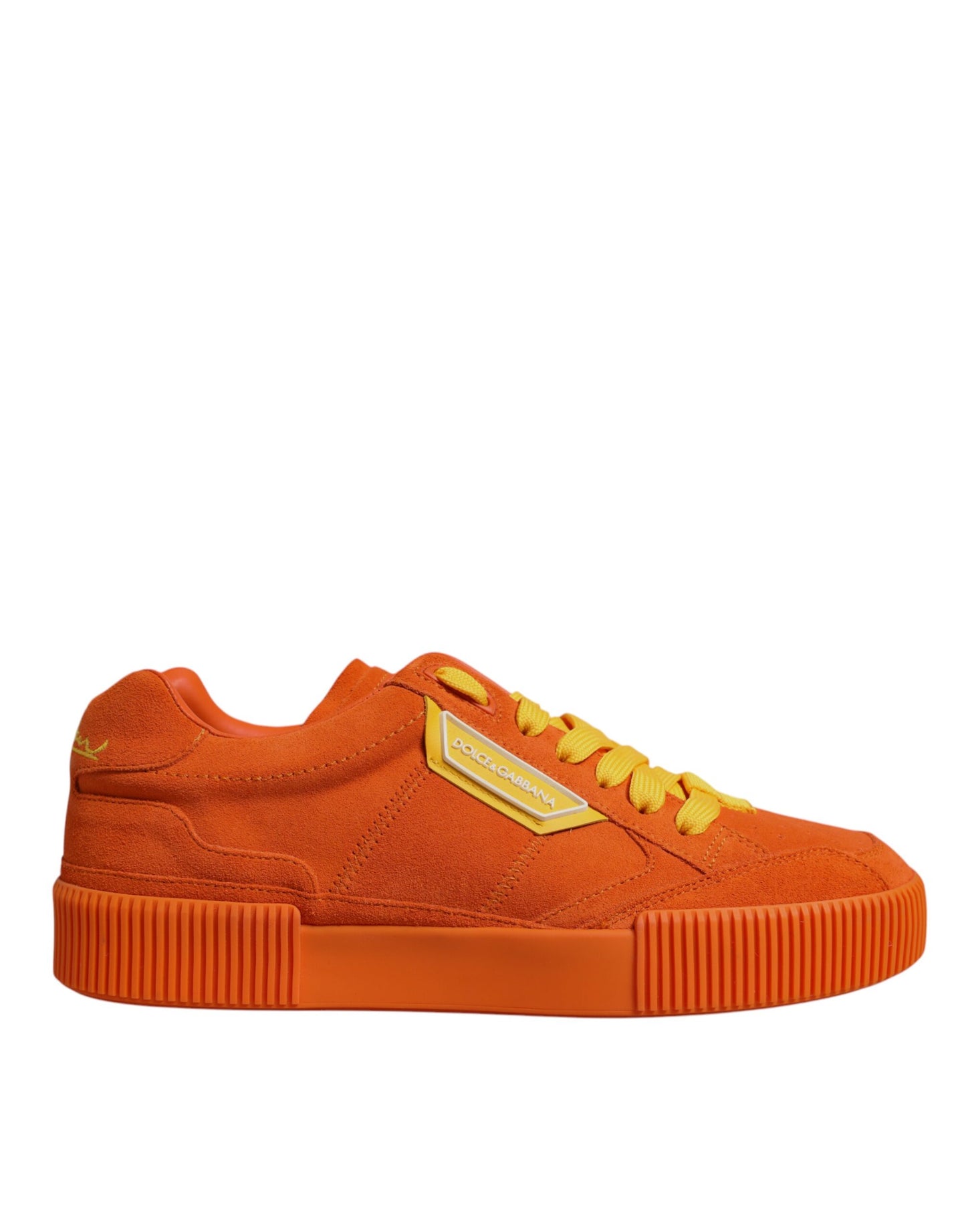 Dolce &amp; Gabbana Orange Miami Leder Low Top Sneakers Schuhe