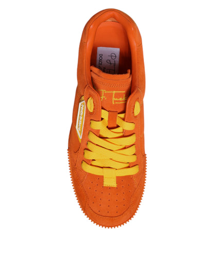 Dolce &amp; Gabbana Orange Miami Leder Low Top Sneakers Schuhe