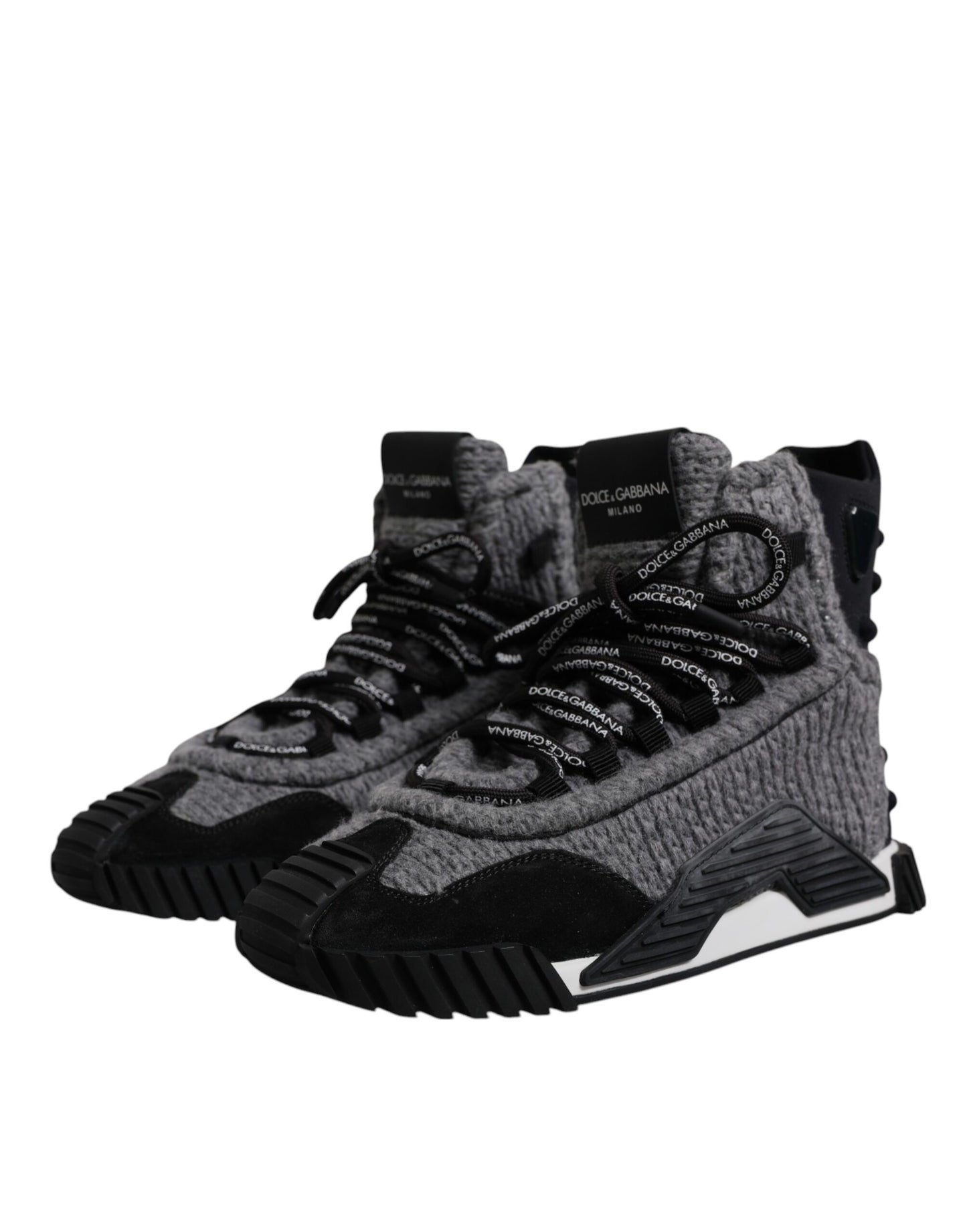 Dolce &amp; Gabbana Grau Schwarz NS1 High Top Stiefel Sneakers Schuhe