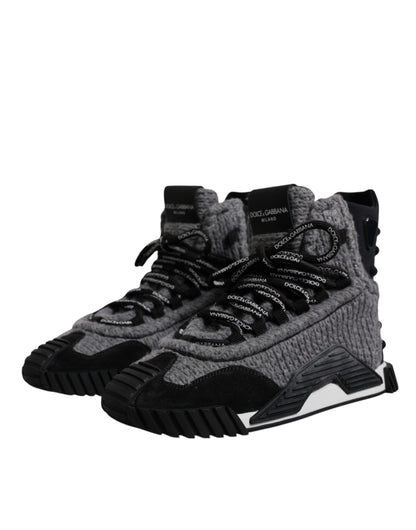 Dolce &amp; Gabbana Grau Schwarz NS1 High Top Stiefel Sneakers Schuhe