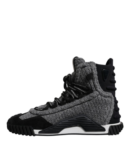 Dolce &amp; Gabbana Grau Schwarz NS1 High Top Stiefel Sneakers Schuhe