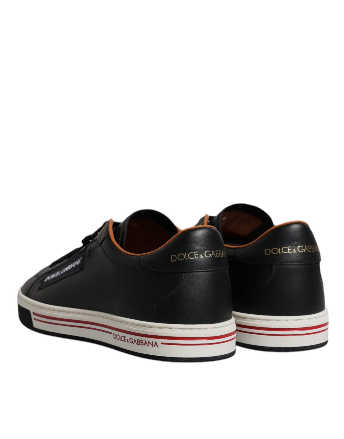 Dolce &amp; Gabbana Herren Sneakers aus schwarzem Leder mit niedrigem Schaft