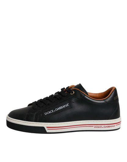 Dolce &amp; Gabbana Herren Sneakers aus schwarzem Leder mit niedrigem Schaft