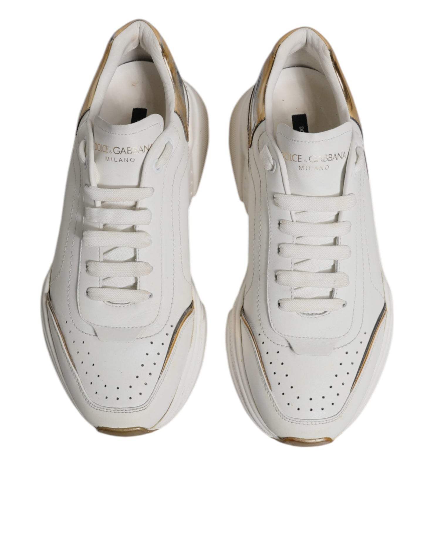 Dolce &amp; Gabbana – Daymaster – Sneaker aus Leder in Weißgold
