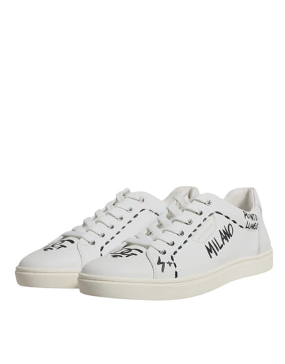 Dolce &amp; Gabbana Weiße Leder Milano Low Top Sneakers Schuhe