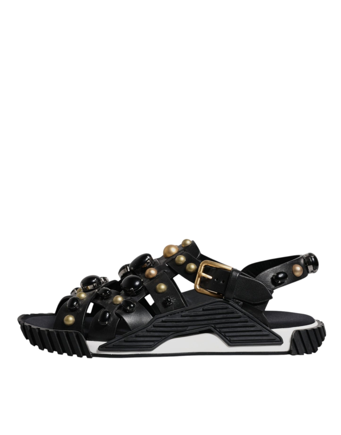 Dolce &amp; Gabbana – Sandalen mit Nieten aus schwarzem Leder