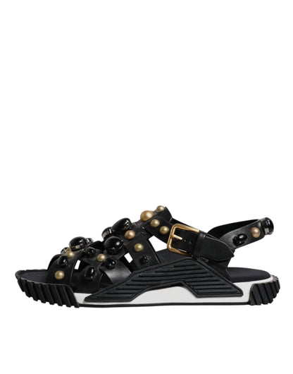 Dolce &amp; Gabbana – Sandalen mit Nieten aus schwarzem Leder