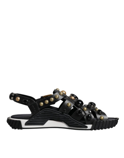 Dolce &amp; Gabbana – Sandalen mit Nieten aus schwarzem Leder