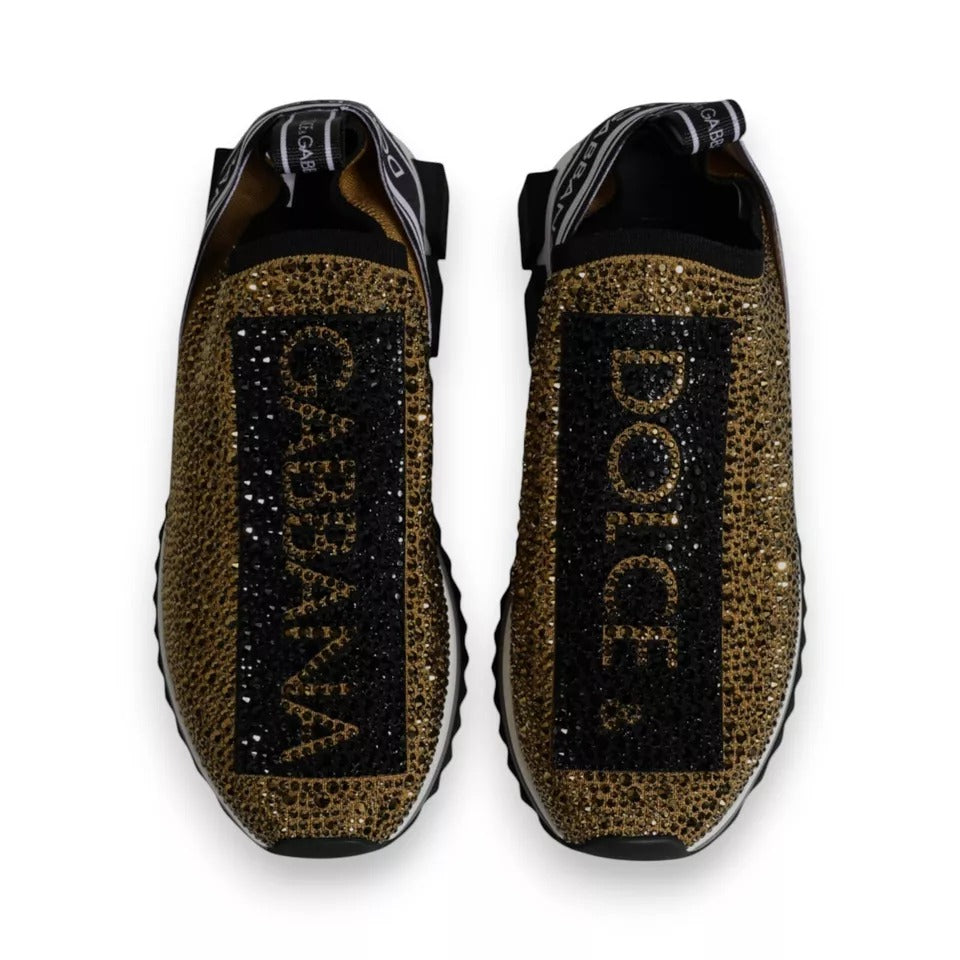 Dolce &amp; Gabbana Sorrento Sneakers mit goldenen Strasssteinen