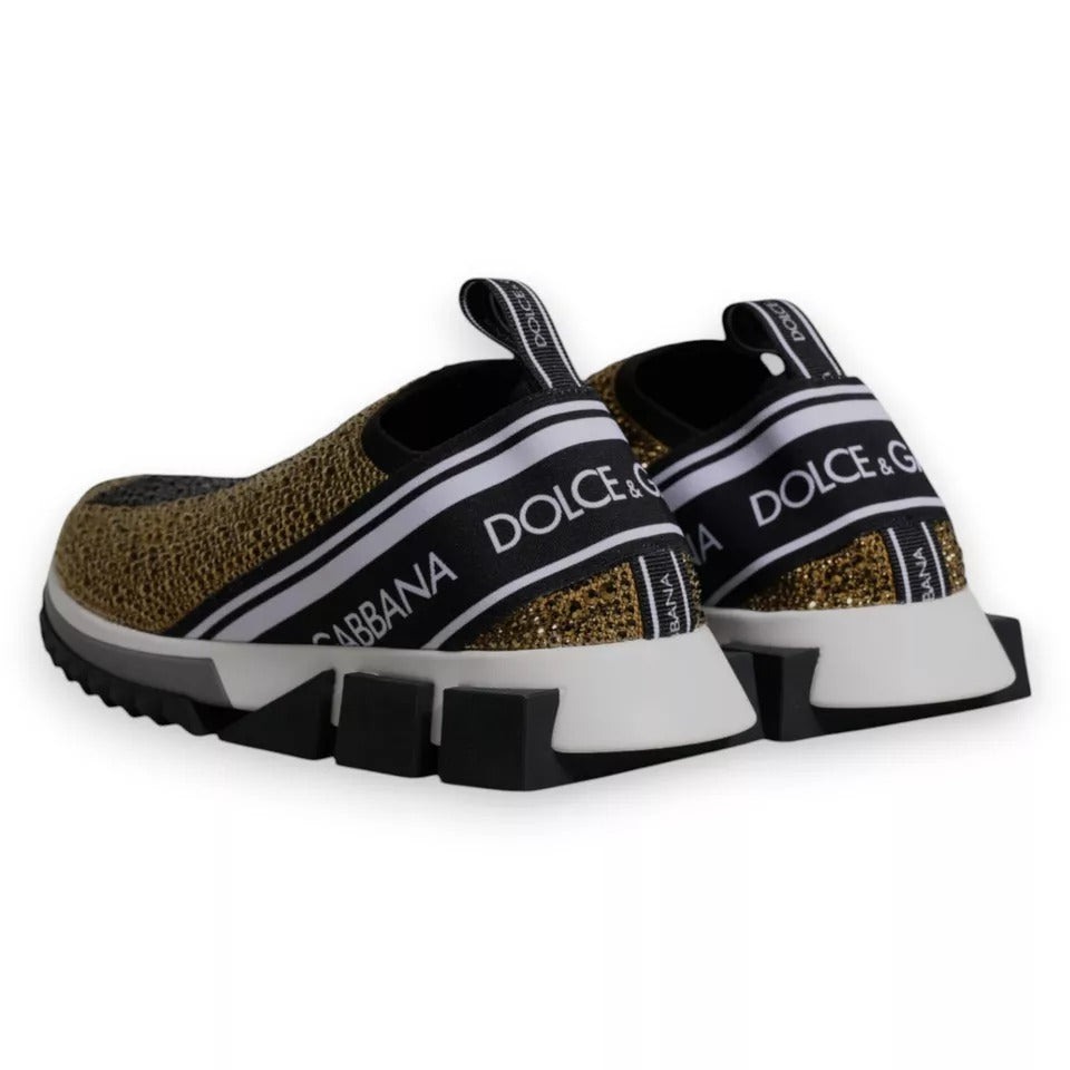 Dolce &amp; Gabbana Sorrento Sneakers mit goldenen Strasssteinen