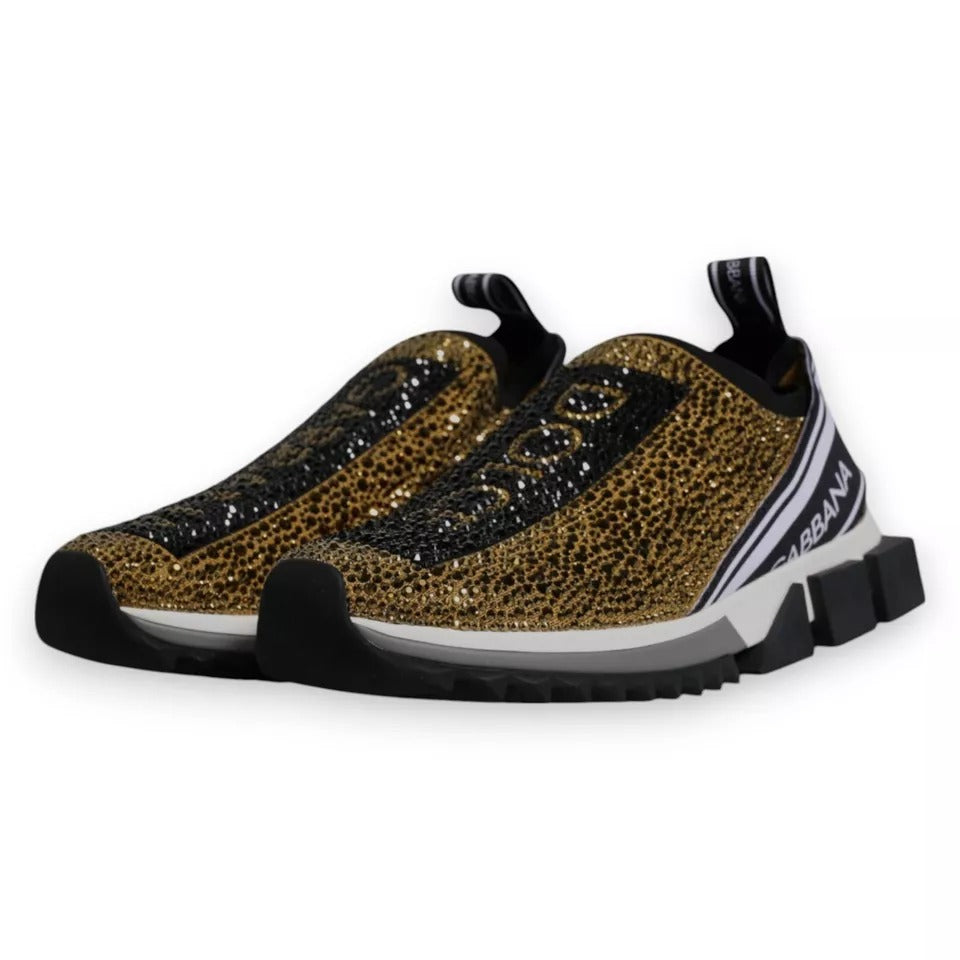 Dolce &amp; Gabbana Sorrento Sneakers mit goldenen Strasssteinen