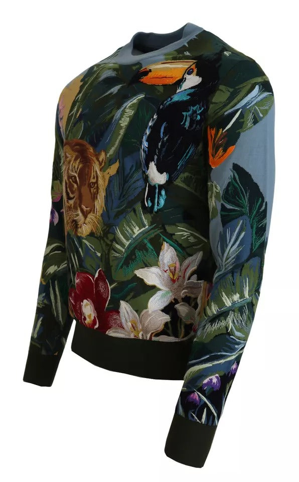 Dolce &amp; Gabbana Jungle Woll-Seidenpullover Logopullover