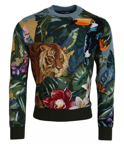 Dolce &amp; Gabbana Jungle Woll-Seidenpullover Logopullover