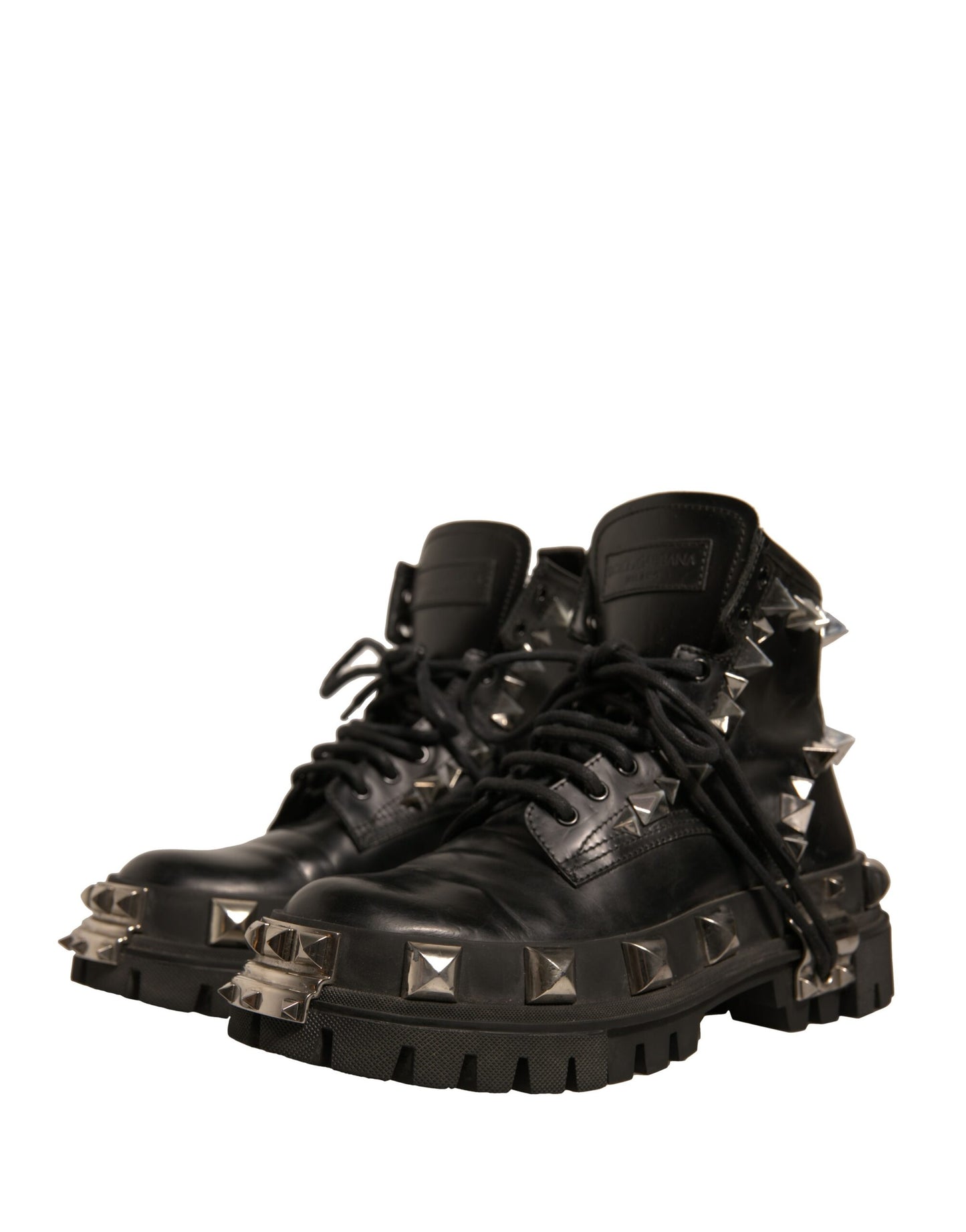 Dolce &amp; Gabbana – Trekkingstiefel aus schwarzem Leder mit Nieten