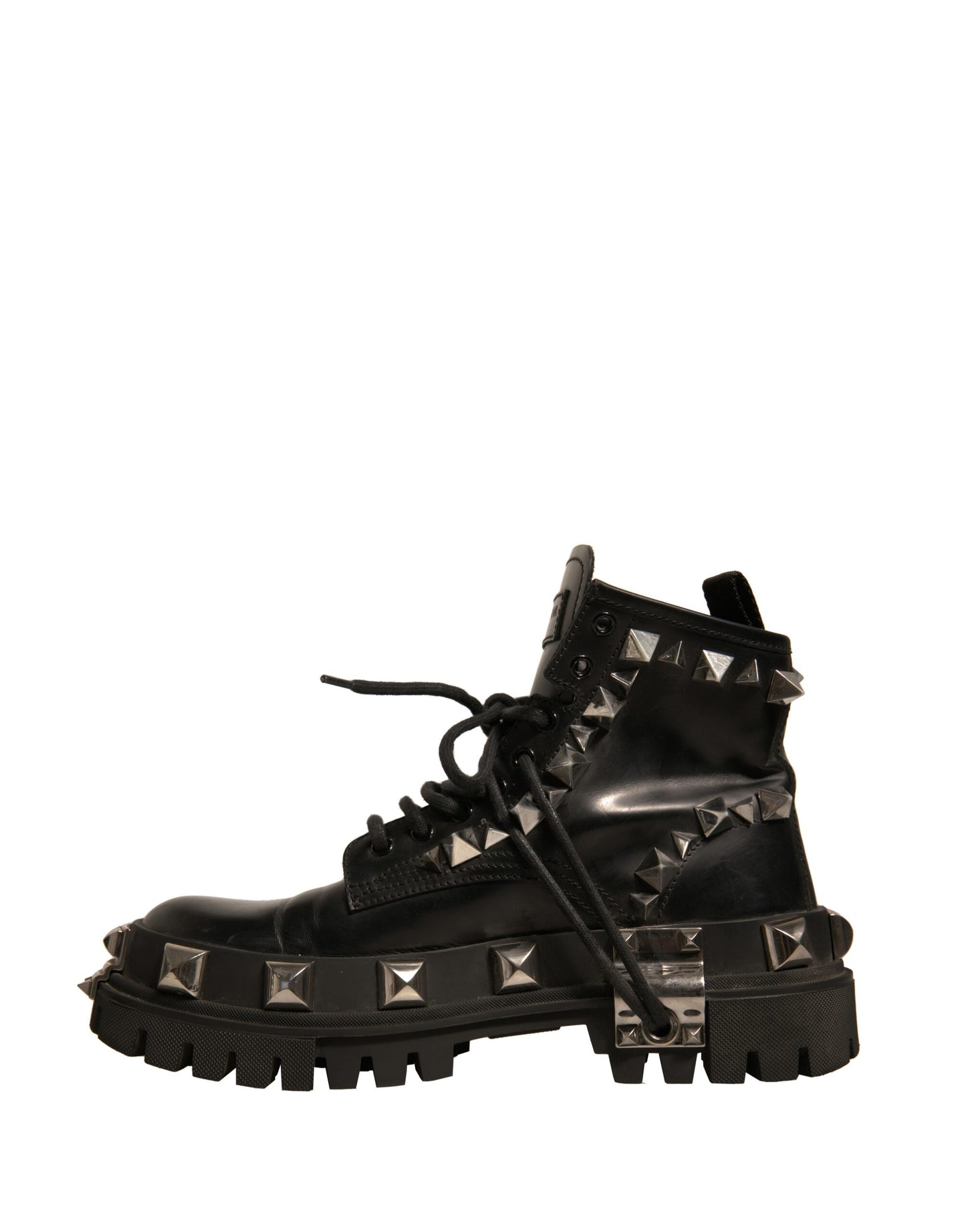 Dolce &amp; Gabbana – Trekkingstiefel aus schwarzem Leder mit Nieten