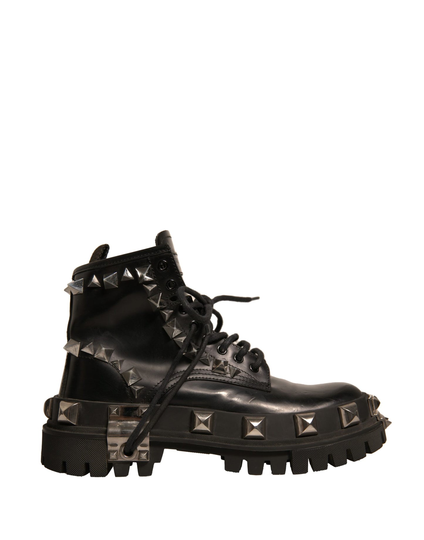 Dolce &amp; Gabbana – Trekkingstiefel aus schwarzem Leder mit Nieten