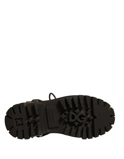 Dolce &amp; Gabbana – Trekkingstiefel aus schwarzem Leder mit Nieten