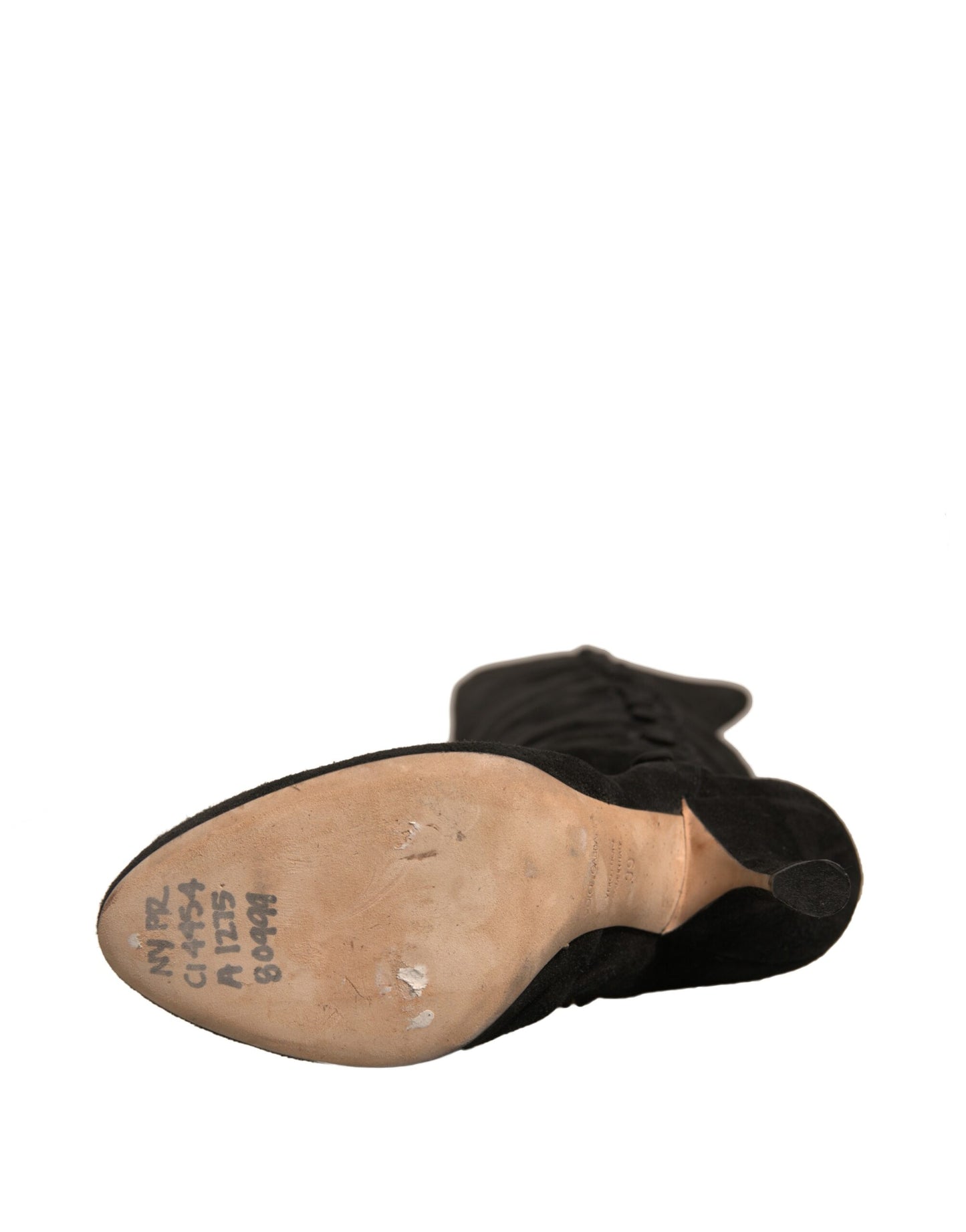 Dolce &amp; Gabbana Schwarze Wildleder Heels Kniehohe Stiefel Schuhe