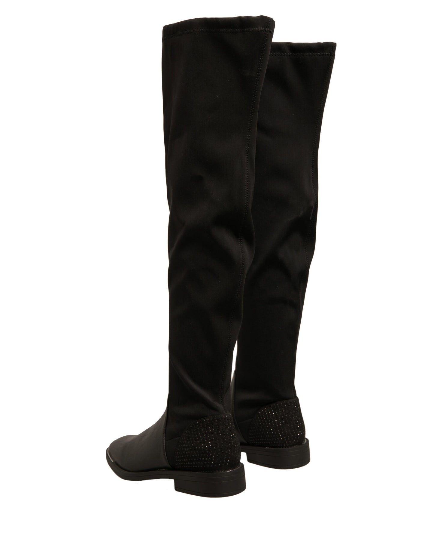 MY TWIN Schwarze Leder Wildleder Flats Hohe Stiefel Schuhe