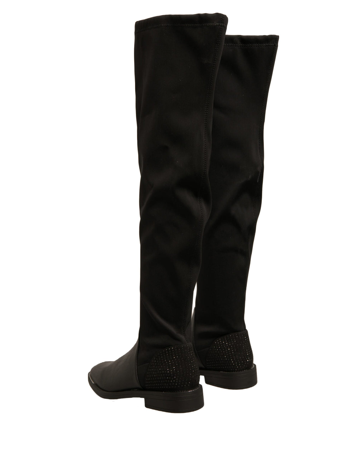 MY TWIN Schwarze Leder Wildleder Flats Hohe Stiefel Schuhe