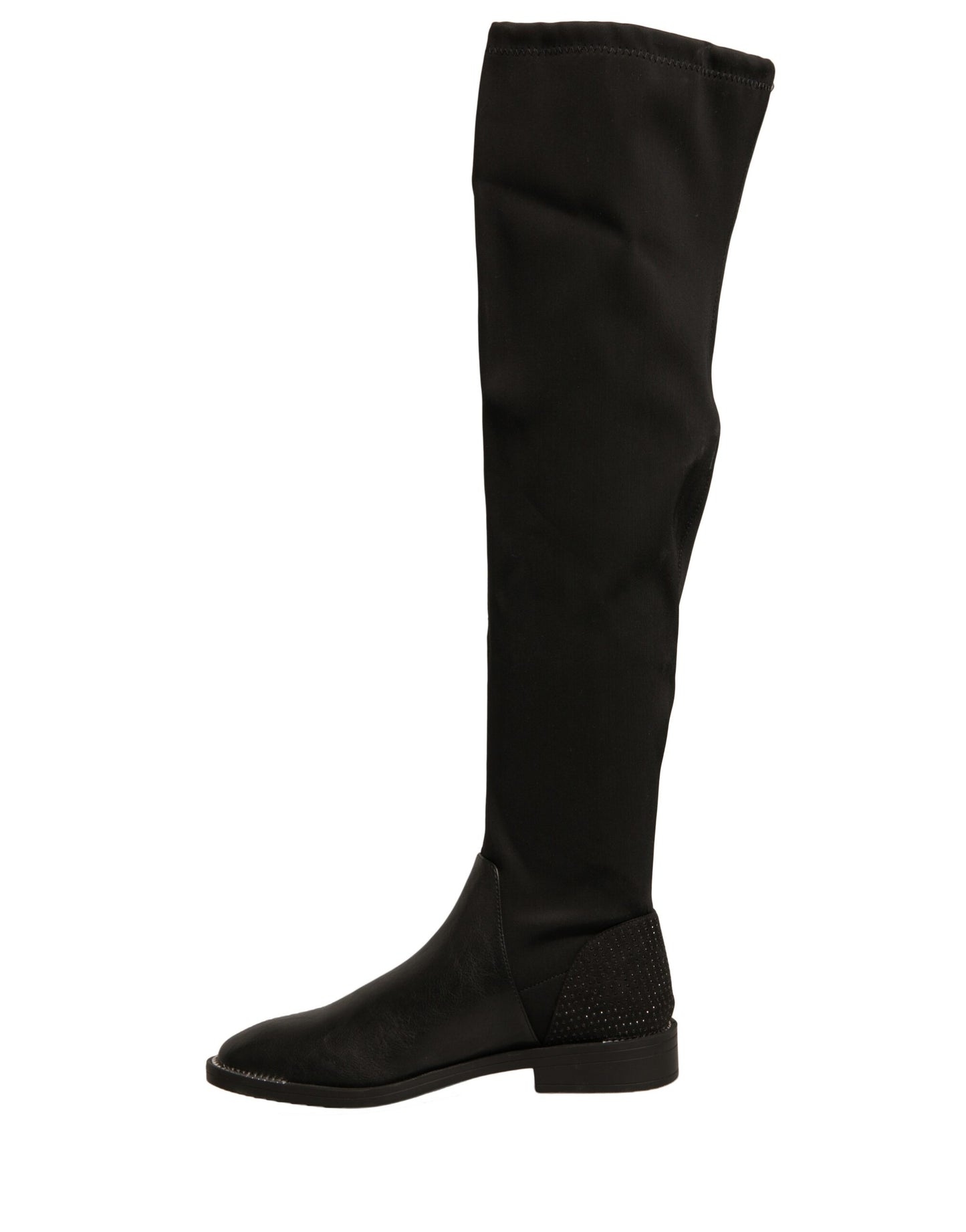 MY TWIN Schwarze Leder Wildleder Flats Hohe Stiefel Schuhe