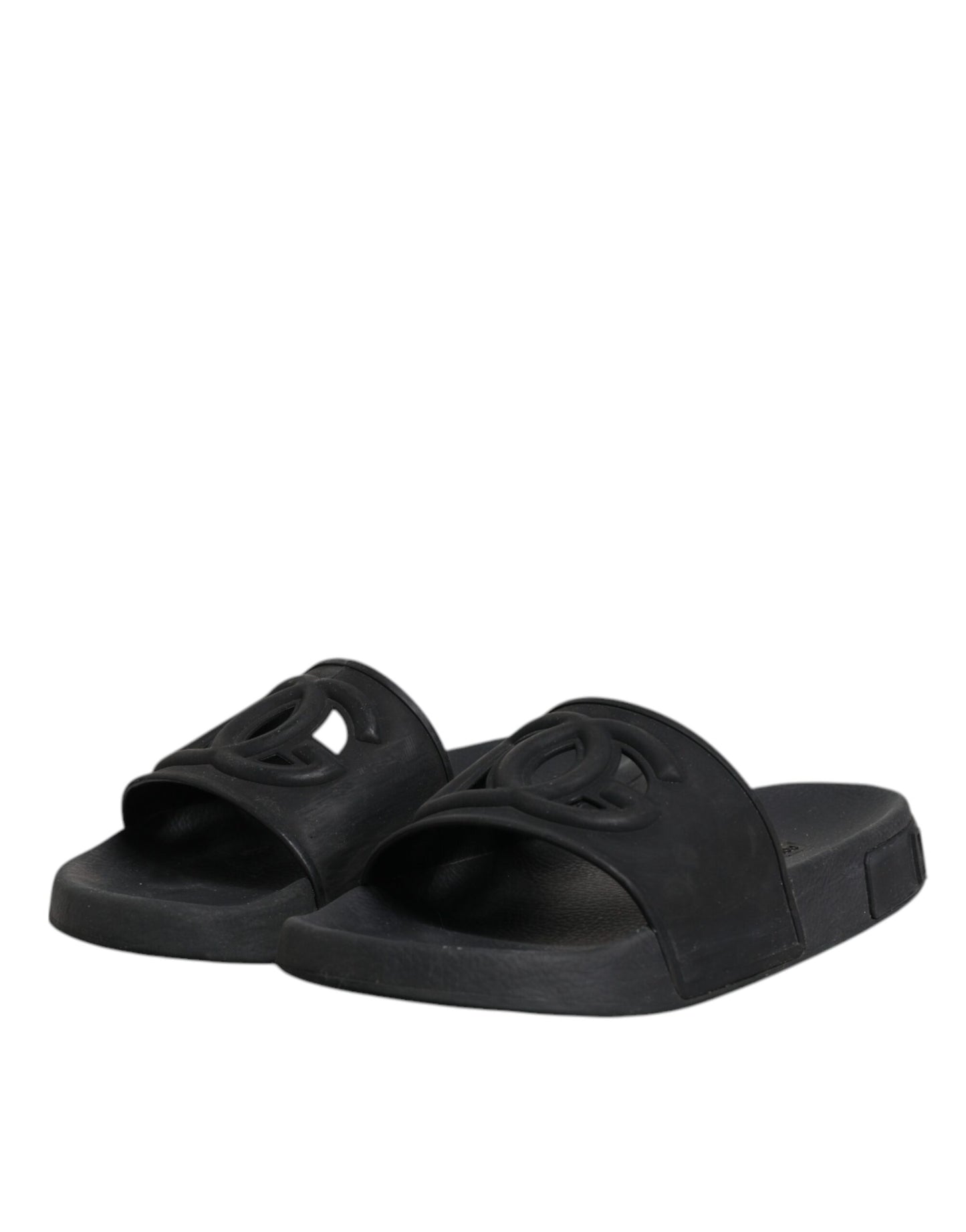 Dolce &amp; Gabbana Schwarze Gummi-Sandalen, Strandschuhe
