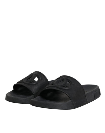 Dolce &amp; Gabbana Schwarze Gummi-Sandalen, Strandschuhe