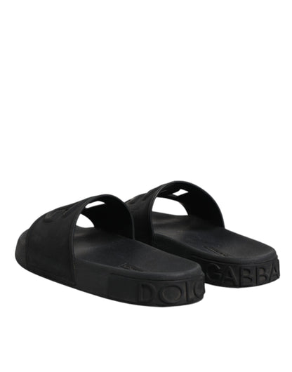 Dolce &amp; Gabbana Schwarze Gummi-Sandalen, Strandschuhe