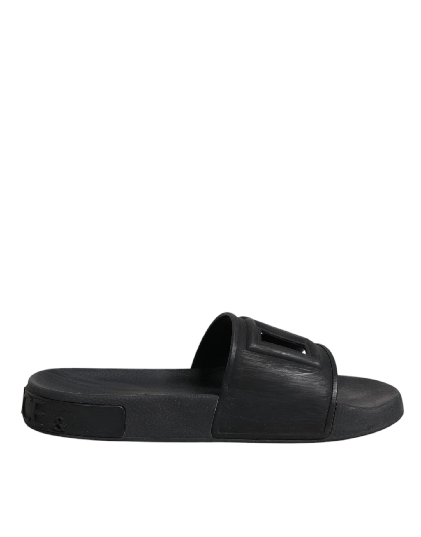 Dolce &amp; Gabbana Schwarze Gummi-Sandalen, Strandschuhe