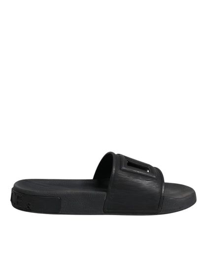Dolce &amp; Gabbana Schwarze Gummi-Sandalen, Strandschuhe