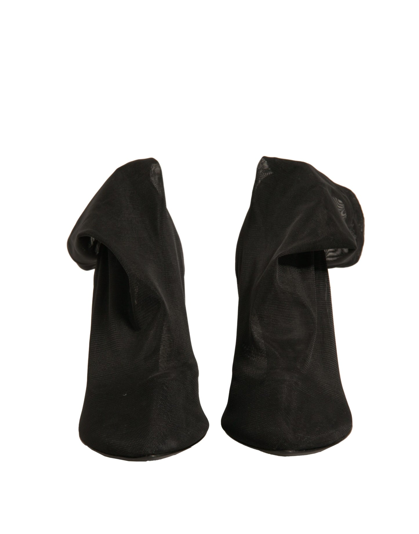 Dolce &amp; Gabbana – Schwarze Stiefel mit Absatz im Sockenstil aus Seidennetz