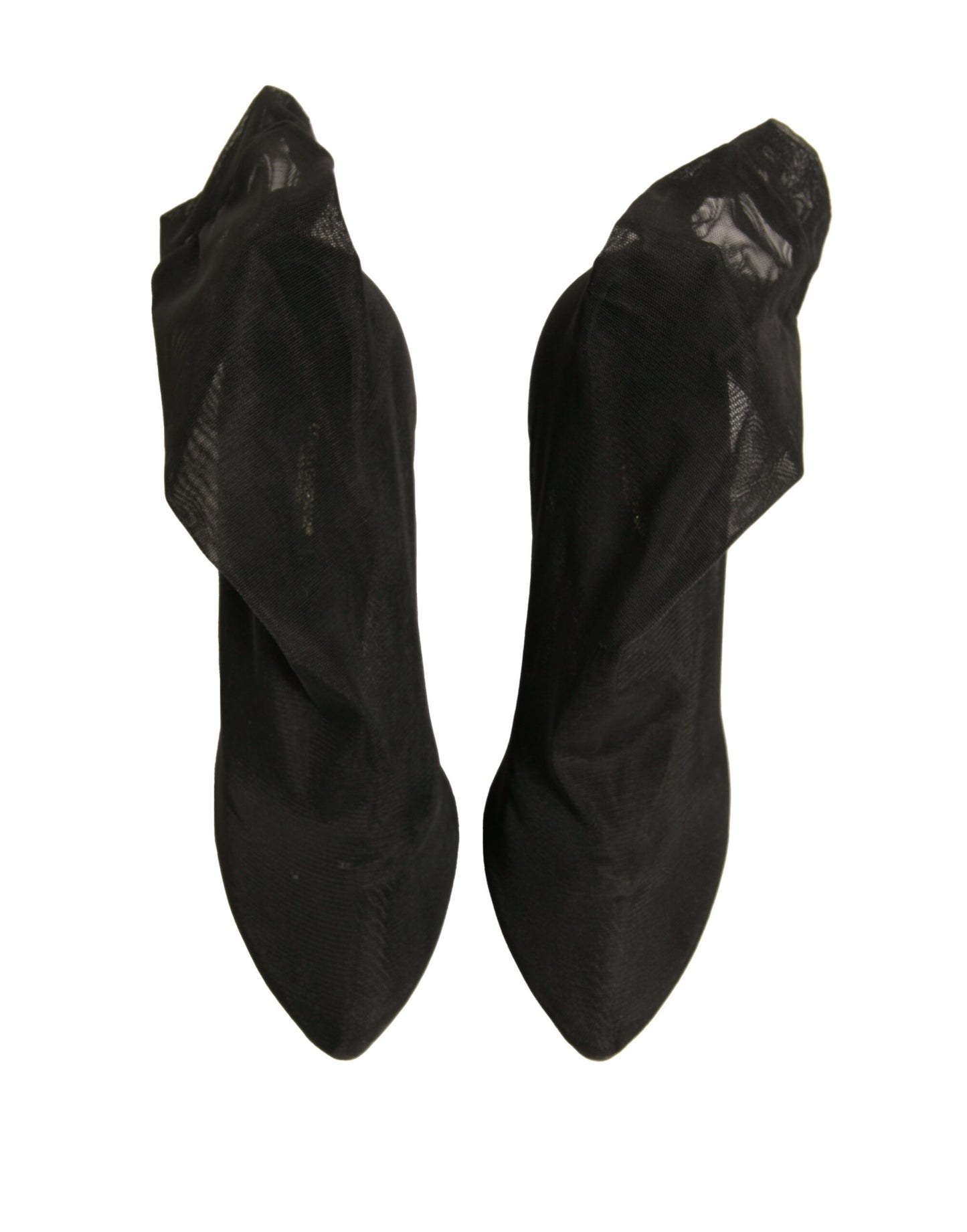 Dolce &amp; Gabbana – Schwarze Stiefel mit Absatz im Sockenstil aus Seidennetz
