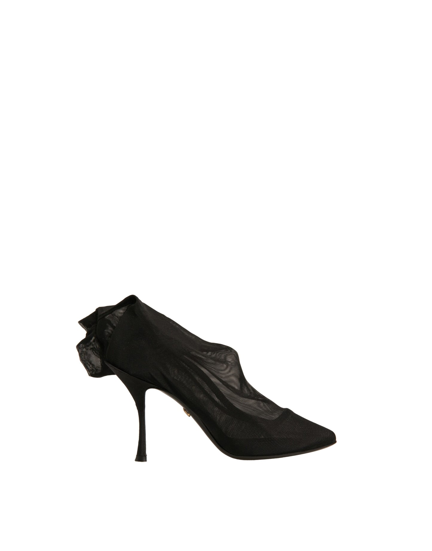 Dolce &amp; Gabbana – Schwarze Stiefel mit Absatz im Sockenstil aus Seidennetz