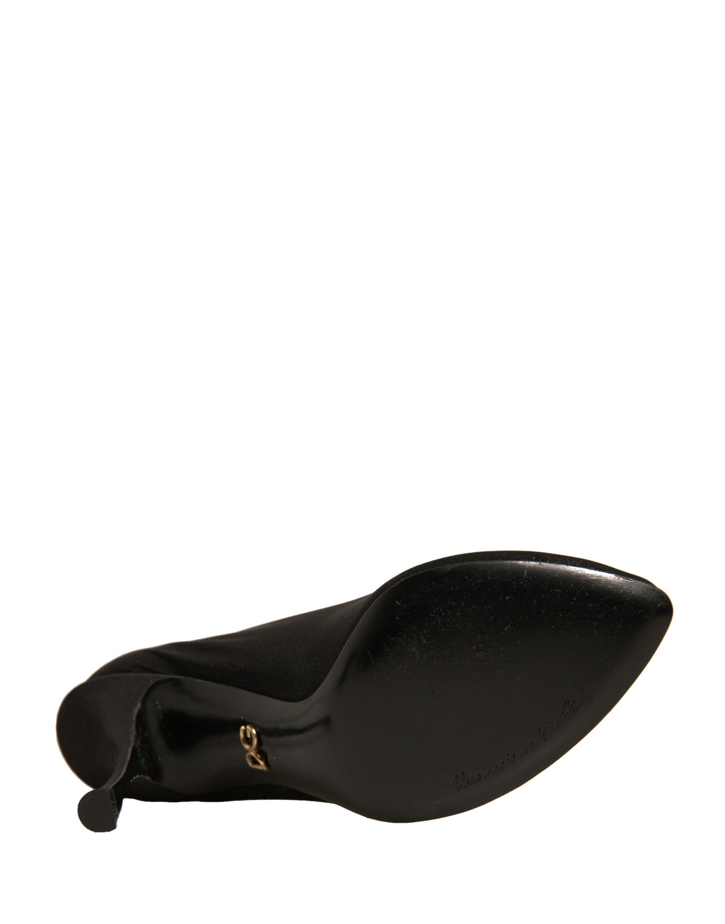 Dolce &amp; Gabbana – Schwarze Stiefel mit Absatz im Sockenstil aus Seidennetz