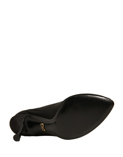 Dolce &amp; Gabbana – Schwarze Stiefel mit Absatz im Sockenstil aus Seidennetz