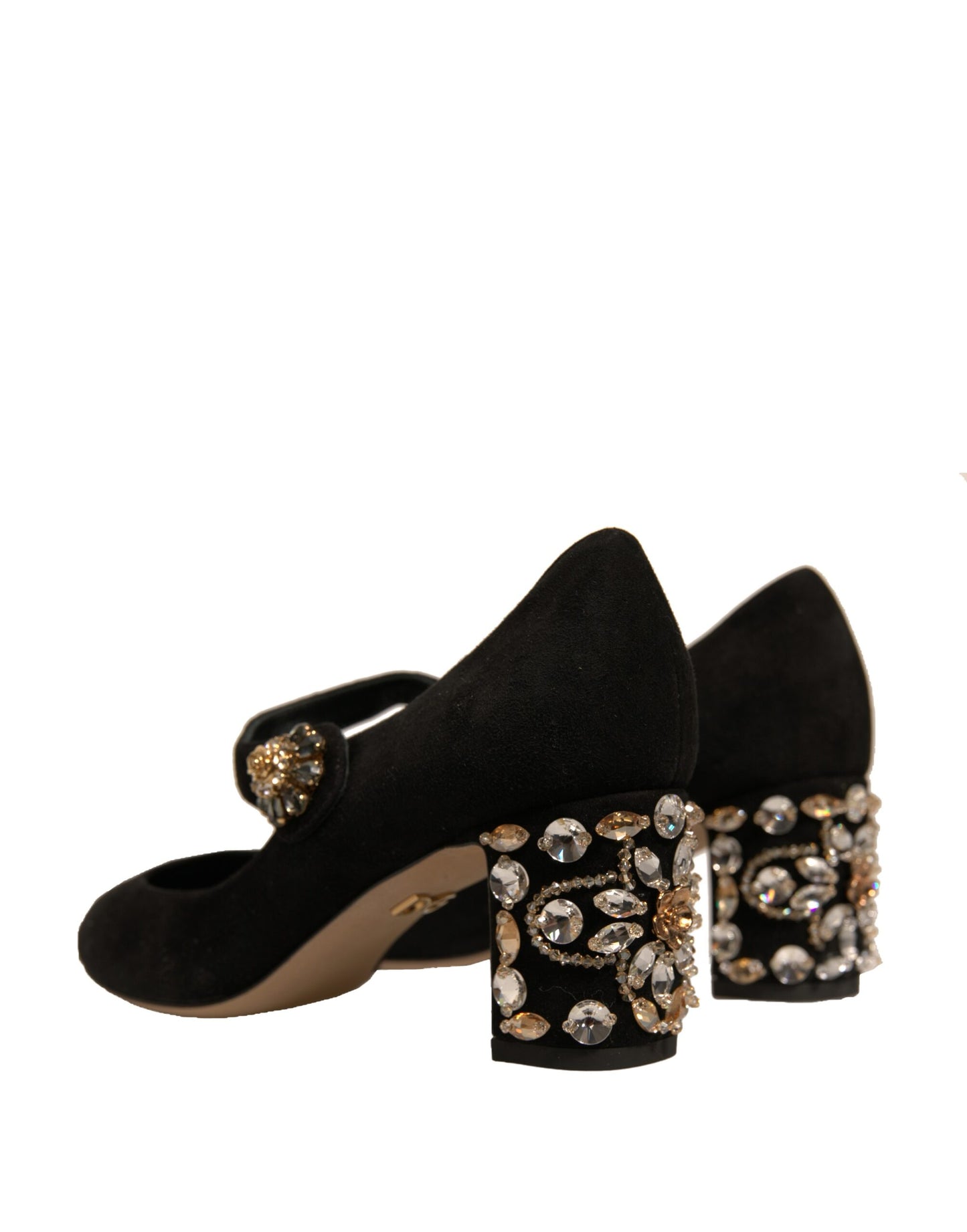 Dolce &amp; Gabbana – Mary-Jane-Pumps aus schwarzem Wildleder mit Schmucksteinen