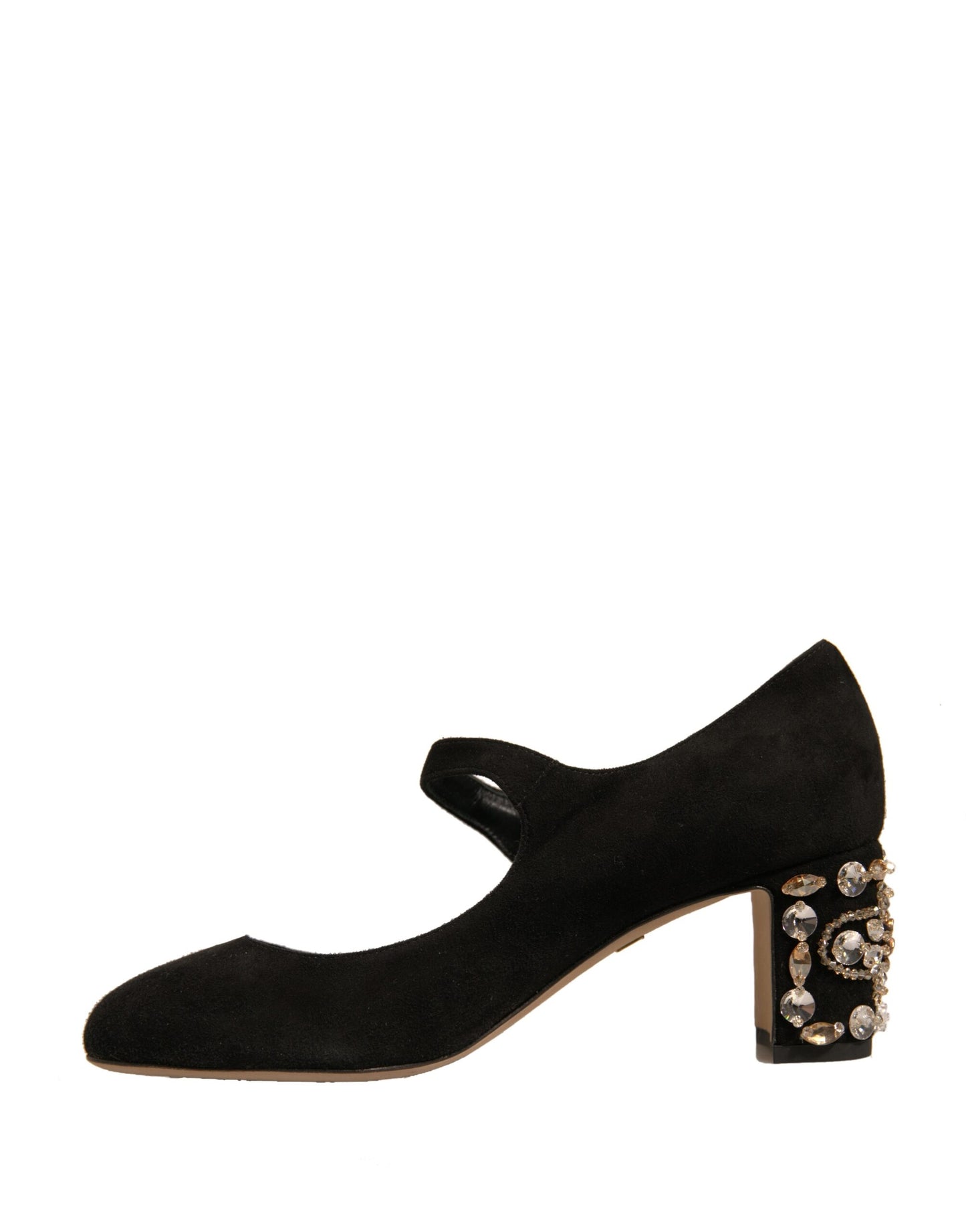 Dolce &amp; Gabbana – Mary-Jane-Pumps aus schwarzem Wildleder mit Schmucksteinen
