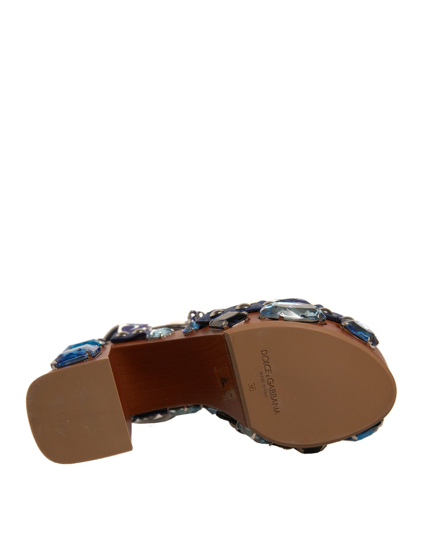 صندل دولتشي آند غابانا متعدد الألوان مزين بالماجوليكا بكعب إسفيني