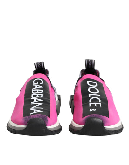 Dolce &amp; Gabbana Fuchsia Weiß Slip On Sorrento Sneakers Schuhe