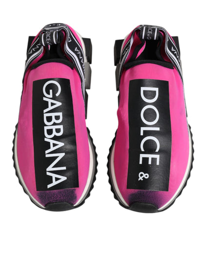 Dolce &amp; Gabbana Fuchsia Weiß Slip On Sorrento Sneakers Schuhe