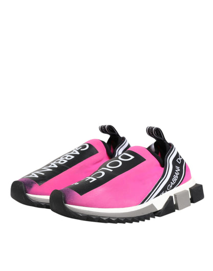 Dolce &amp; Gabbana Fuchsia Weiß Slip On Sorrento Sneakers Schuhe