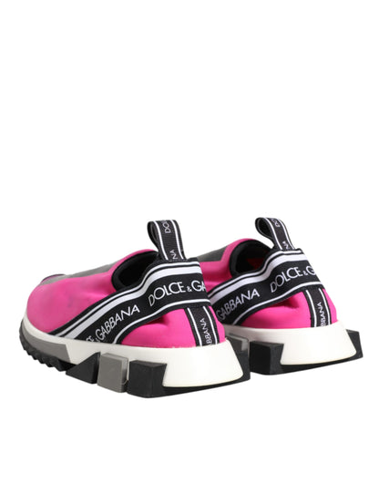Dolce &amp; Gabbana Fuchsia Weiß Slip On Sorrento Sneakers Schuhe