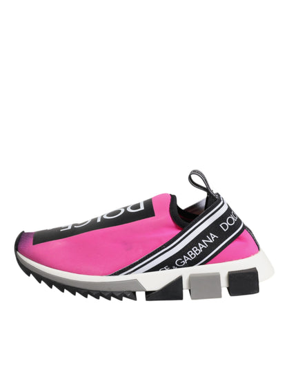 Dolce &amp; Gabbana Fuchsia Weiß Slip On Sorrento Sneakers Schuhe